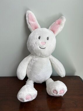 Little Miracles White Bunny Rabbit Plush Pink Ears Stuffed Animal Nemcor 630130